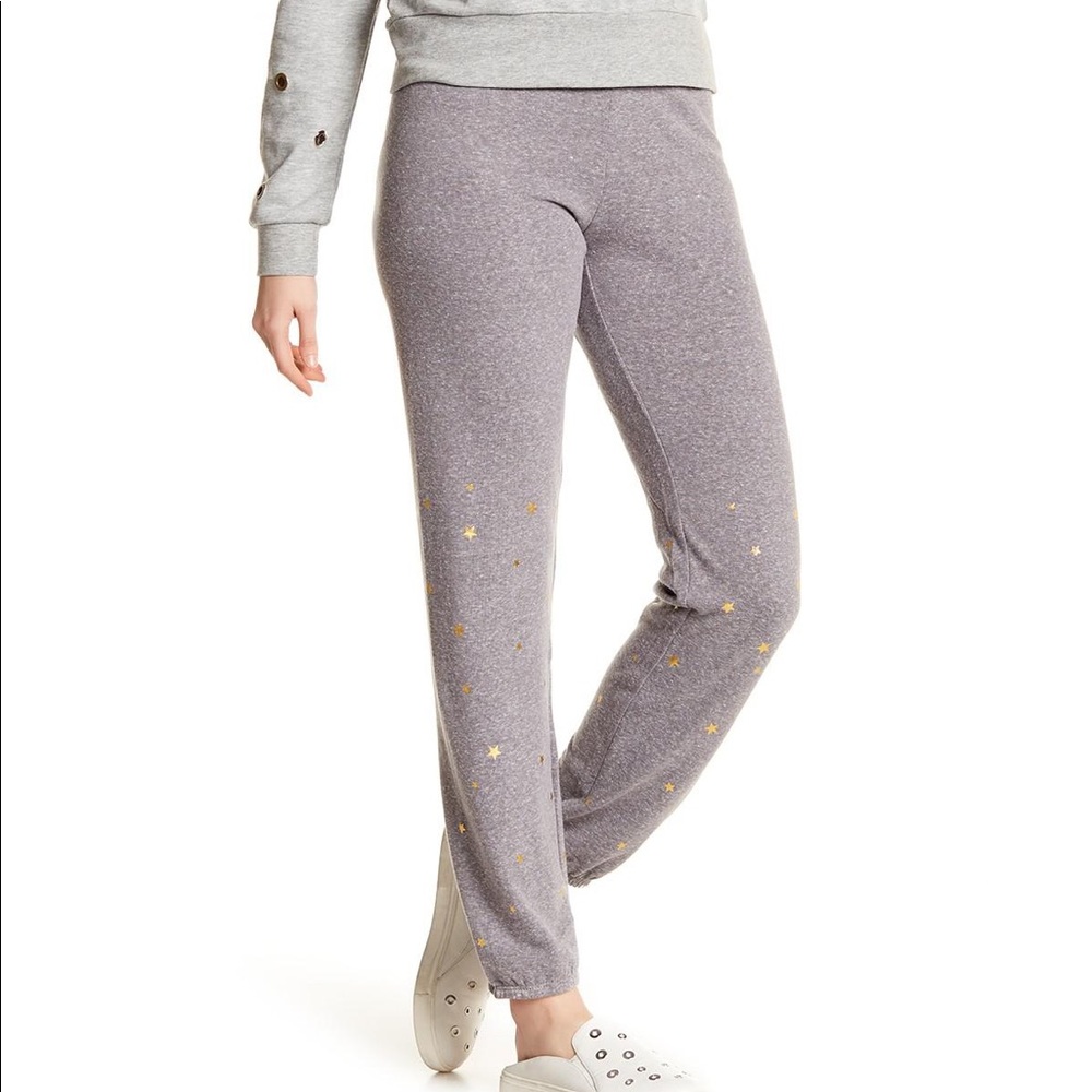 Gray Joggers With Gold Foil Stars S EUC